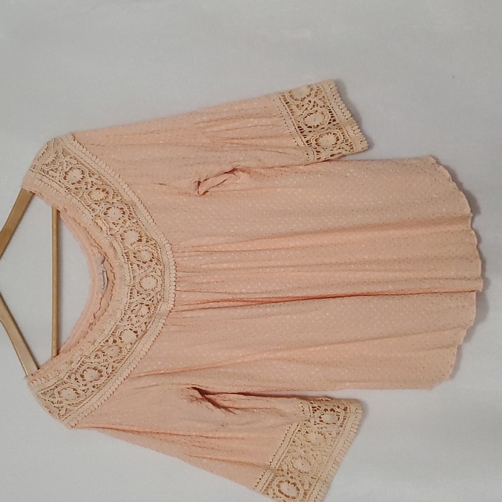 🏠 Soft Surroundings Bathurst Peasants Peach Color Top Size L